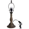 image:imageWERFACTORY Tiffany Table Lamp Base Replacement Only Metal Zinc Wide 6 Height 18 Inch Fit for 8 10 12 Inch Tiffany Style Stained Glass Lampshade Dark Bronze Finish Push Switch On Cord