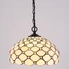 image:imageWERFACTORY Tiffany Pendant Light Plug in Cream Amber Bead Stained Glass 12 Inch Hanging Lamp Decor Island Kitchen Bar Hallway Dining Bedroom Entryway Home Office S005 Series