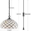 image:imageWERFACTORY Tiffany Pendant Light Plug in Cream Amber Bead Stained Glass 12 Inch Hanging Lamp Decor Island Kitchen Bar Hallway Dining Bedroom Entryway Home Office S005 Series