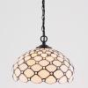 image:imageWERFACTORY Tiffany Pendant Light Plug in Cream Amber Bead Stained Glass 12 Inch Hanging Lamp Decor Island Kitchen Bar Hallway Dining Bedroom Entryway Home Office S005 Series