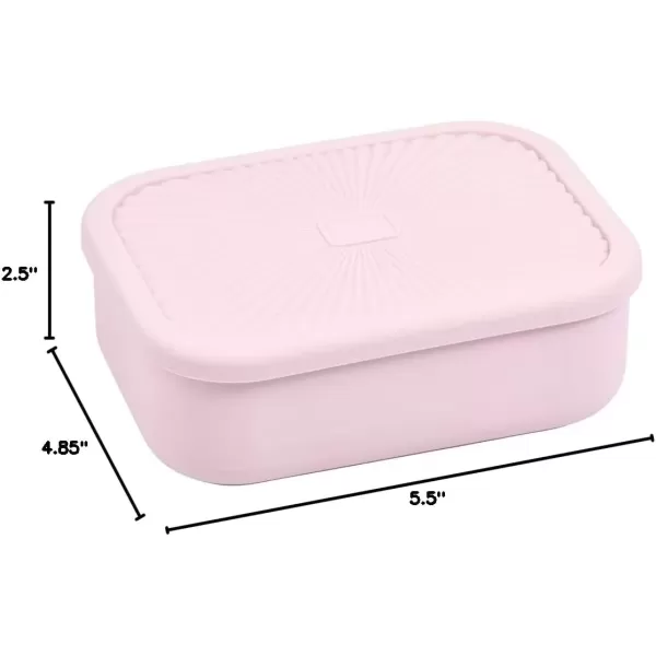 imageThree Little Tots  Bento Box Lunch Box Reusable Silicone Lunch Box Container LeakProof with 3 Compartments Honeydew GreenBallet Pink