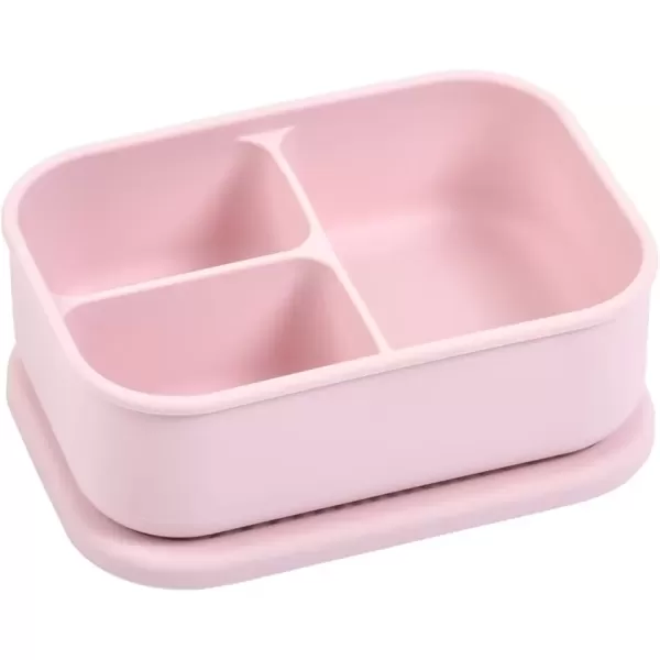 imageThree Little Tots  Bento Box Lunch Box Reusable Silicone Lunch Box Container LeakProof with 3 Compartments Honeydew GreenBallet Pink