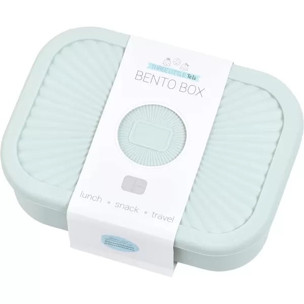 imageThree Little Tots  Bento Box Lunch Box Reusable Silicone Lunch Box Container LeakProof with 3 Compartments Honeydew GreenHoneydew Green
