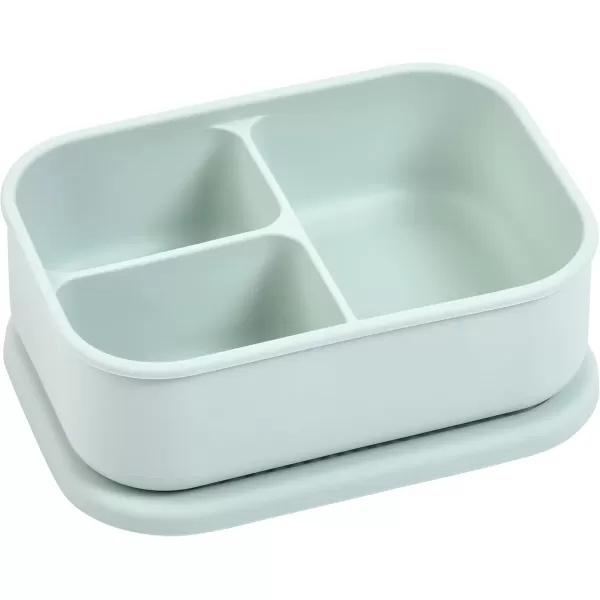 imageThree Little Tots  Bento Box Lunch Box Reusable Silicone Lunch Box Container LeakProof with 3 Compartments Honeydew GreenHoneydew Green