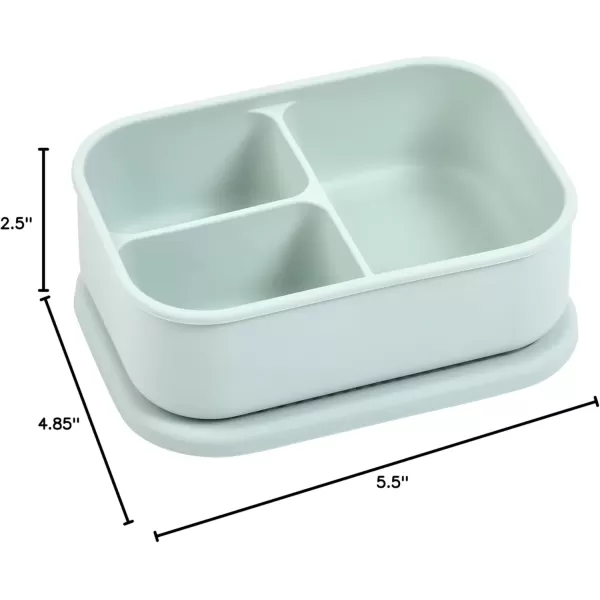 imageThree Little Tots  Bento Box Lunch Box Reusable Silicone Lunch Box Container LeakProof with 3 Compartments Honeydew GreenHoneydew Green