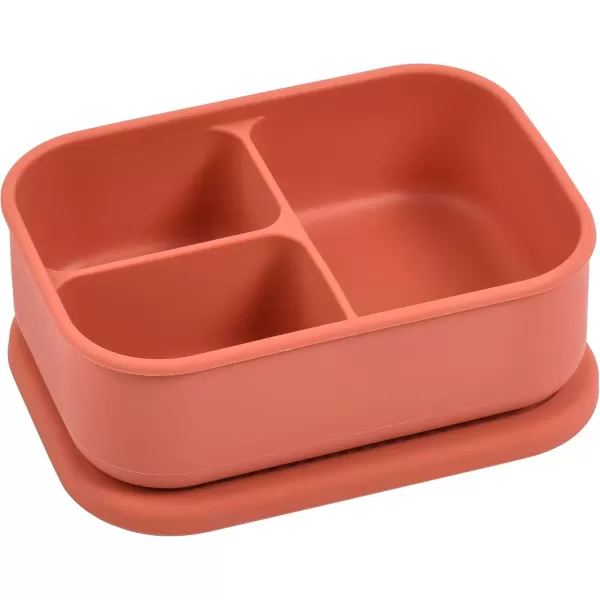 imageThree Little Tots  Bento Box Lunch Box Reusable Silicone Lunch Box Container LeakProof with 3 Compartments Honeydew GreenTerracotta