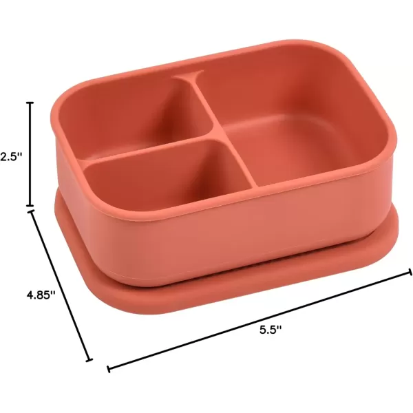 imageThree Little Tots  Bento Box Lunch Box Reusable Silicone Lunch Box Container LeakProof with 3 Compartments Honeydew GreenTerracotta