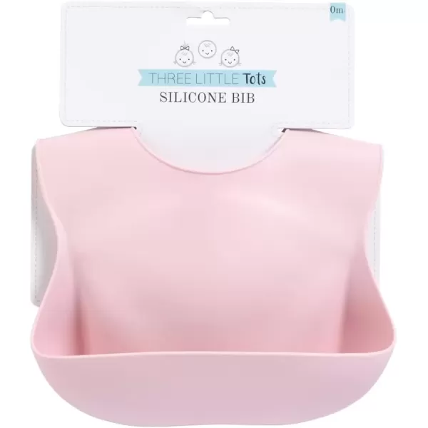 imageThree Little Tots Modern Silicone Baby Bib  Adjustable Fit Waterproof Catch Bibs Ballet Pink
