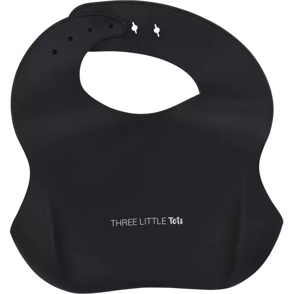 imageThree Little Tots Modern Silicone Baby Bib  Adjustable Fit Waterproof Catch Bibs Black