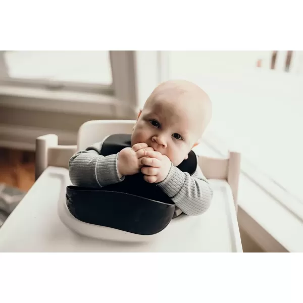 imageThree Little Tots Modern Silicone Baby Bib  Adjustable Fit Waterproof Catch Bibs Black