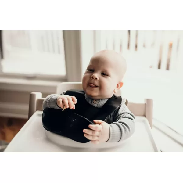 imageThree Little Tots Modern Silicone Baby Bib  Adjustable Fit Waterproof Catch Bibs Black