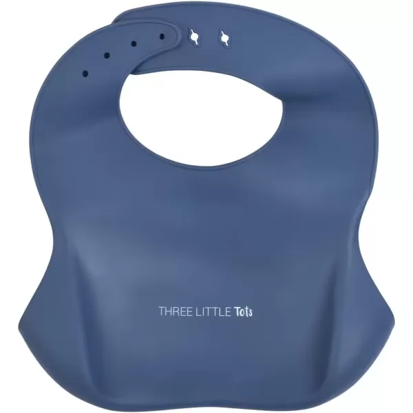 imageThree Little Tots Modern Silicone Baby Bib  Adjustable Fit Waterproof Catch Bibs Dusty Blue