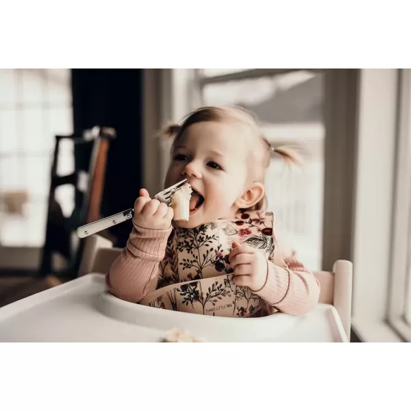 imageThree Little Tots Modern Silicone Baby Bib  Adjustable Fit Waterproof Catch Bibs Flower Print