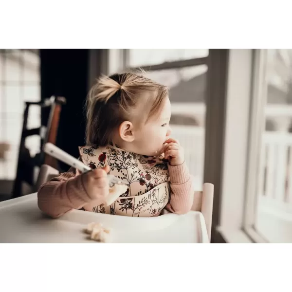 imageThree Little Tots Modern Silicone Baby Bib  Adjustable Fit Waterproof Catch Bibs Flower Print
