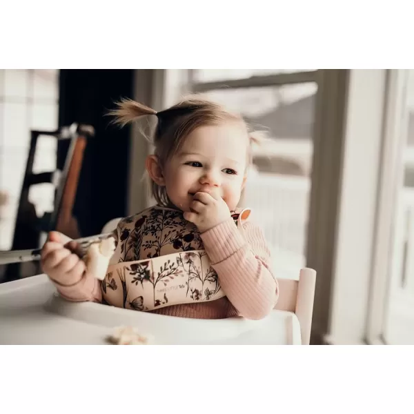 imageThree Little Tots Modern Silicone Baby Bib  Adjustable Fit Waterproof Catch Bibs Flower Print