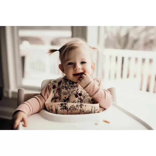imageThree Little Tots Modern Silicone Baby Bib  Adjustable Fit Waterproof Catch Bibs Flower Print