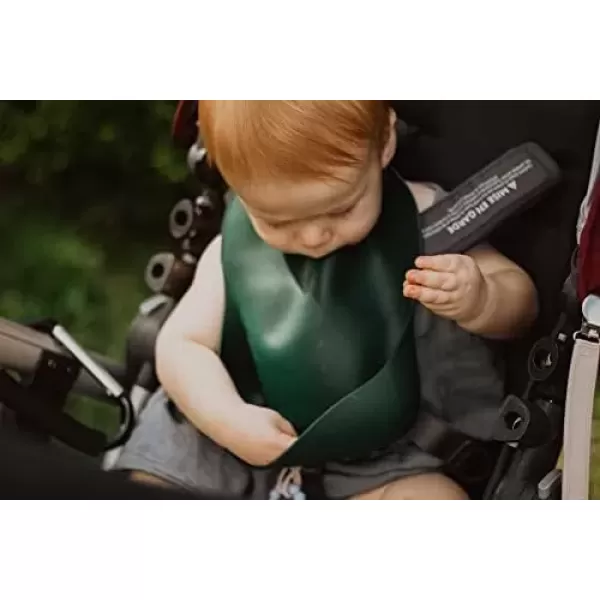 imageThree Little Tots Modern Silicone Baby Bib  Adjustable Fit Waterproof Catch Bibs Forest Green