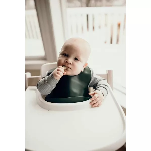 imageThree Little Tots Modern Silicone Baby Bib  Adjustable Fit Waterproof Catch Bibs Forest Green