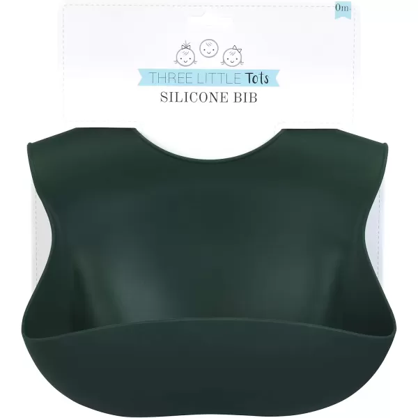 imageThree Little Tots Modern Silicone Baby Bib  Adjustable Fit Waterproof Catch Bibs Forest Green