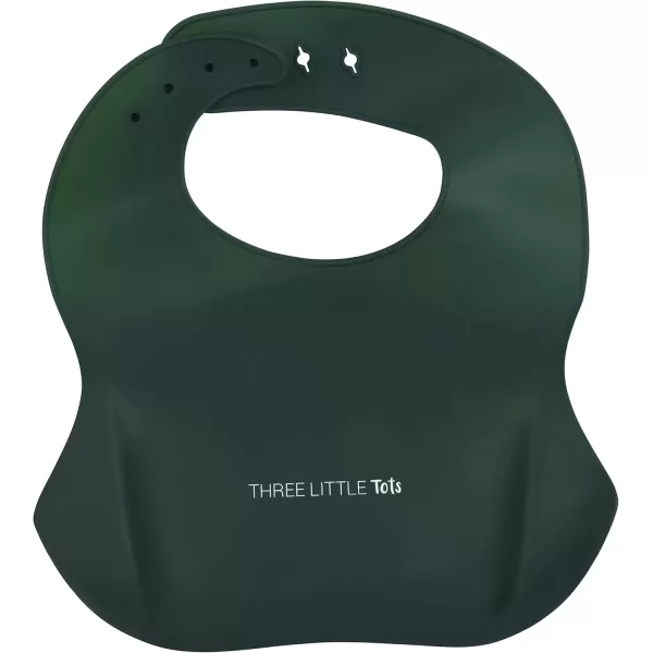 imageThree Little Tots Modern Silicone Baby Bib  Adjustable Fit Waterproof Catch Bibs Forest Green