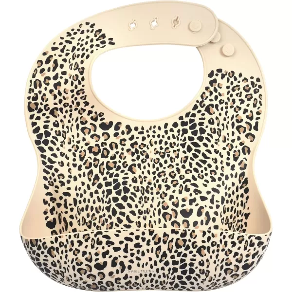 imageThree Little Tots Modern Silicone Baby Bib  Adjustable Fit Waterproof Catch Bibs Leopard