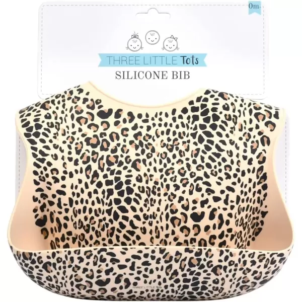 imageThree Little Tots Modern Silicone Baby Bib  Adjustable Fit Waterproof Catch Bibs Leopard