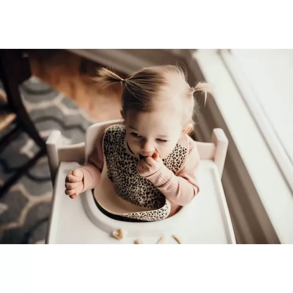 imageThree Little Tots Modern Silicone Baby Bib  Adjustable Fit Waterproof Catch Bibs Leopard