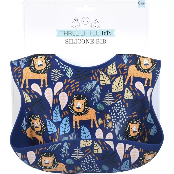 imageThree Little Tots Modern Silicone Baby Bib  Adjustable Fit Waterproof Catch Bibs Lion Print