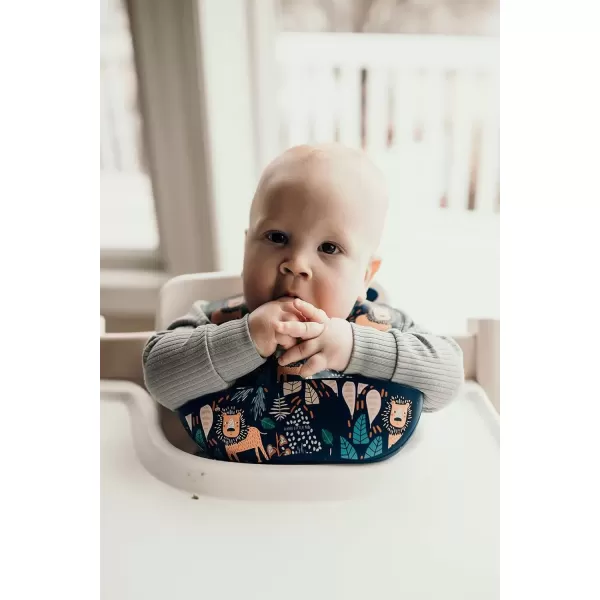 imageThree Little Tots Modern Silicone Baby Bib  Adjustable Fit Waterproof Catch Bibs Lion Print