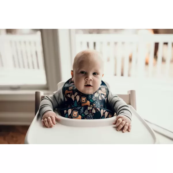 imageThree Little Tots Modern Silicone Baby Bib  Adjustable Fit Waterproof Catch Bibs Lion Print