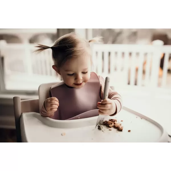 imageThree Little Tots Modern Silicone Baby Bib  Adjustable Fit Waterproof Catch Bibs Purple