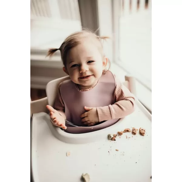 imageThree Little Tots Modern Silicone Baby Bib  Adjustable Fit Waterproof Catch Bibs Purple