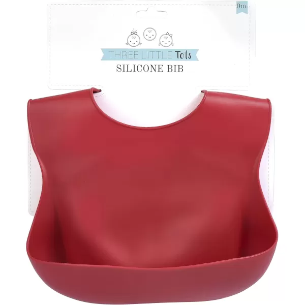 imageThree Little Tots Modern Silicone Baby Bib  Adjustable Fit Waterproof Catch Bibs Red