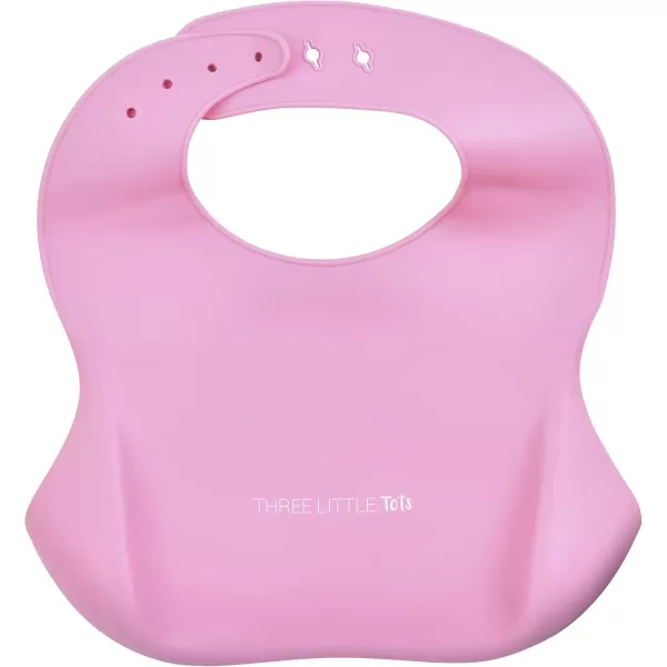 imageThree Little Tots Modern Silicone Baby Bib  Adjustable Fit Waterproof Catch Bibs Rose