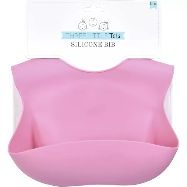 imageThree Little Tots Modern Silicone Baby Bib  Adjustable Fit Waterproof Catch Bibs Rose