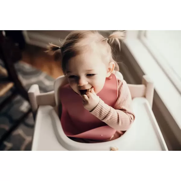 imageThree Little Tots Modern Silicone Baby Bib  Adjustable Fit Waterproof Catch Bibs Rose