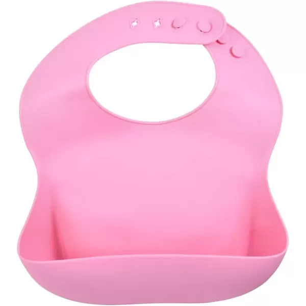 imageThree Little Tots Modern Silicone Baby Bib  Adjustable Fit Waterproof Catch Bibs Rose