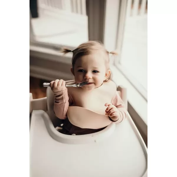 imageThree Little Tots Modern Silicone Baby Bib  Adjustable Fit Waterproof Catch Bibs Tan