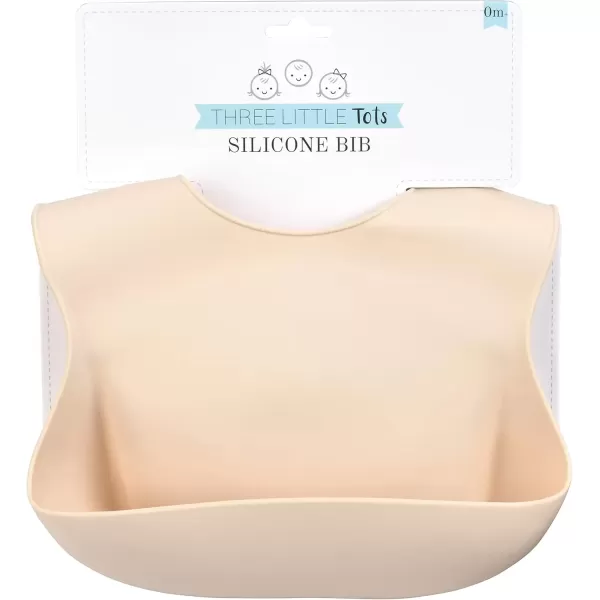 imageThree Little Tots Modern Silicone Baby Bib  Adjustable Fit Waterproof Catch Bibs Tan