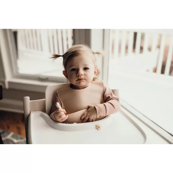 imageThree Little Tots Modern Silicone Baby Bib  Adjustable Fit Waterproof Catch Bibs Tan