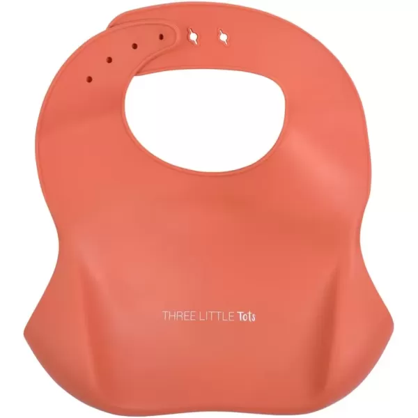imageThree Little Tots Modern Silicone Baby Bib  Adjustable Fit Waterproof Catch Bibs Terracotta