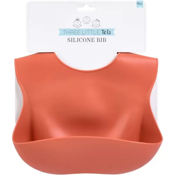 imageThree Little Tots Modern Silicone Baby Bib  Adjustable Fit Waterproof Catch Bibs Terracotta