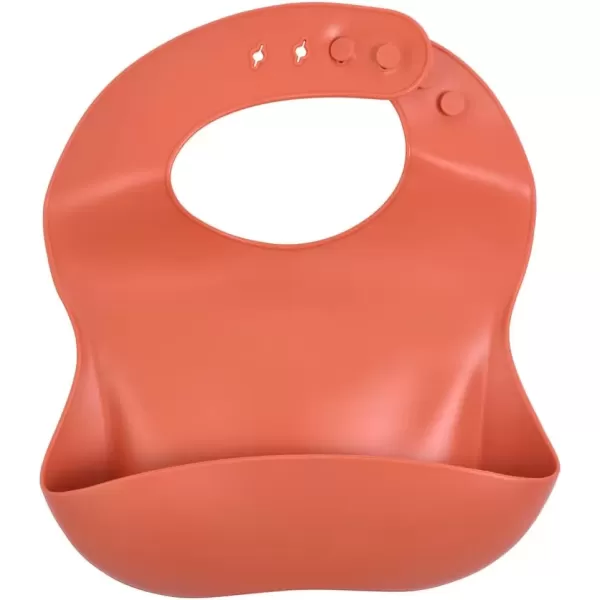 imageThree Little Tots Modern Silicone Baby Bib  Adjustable Fit Waterproof Catch Bibs Terracotta
