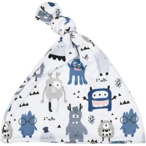 imageThree Little Tots  Knotted Newborn Hat Baby Beanie Hat Top Knot Stretchy Buttery SoftMonster