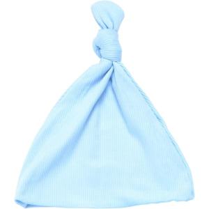 imageThree Little Tots  Knotted Newborn Hat Baby Beanie Hat Top Knot Stretchy Buttery SoftRibbed Baby Blue