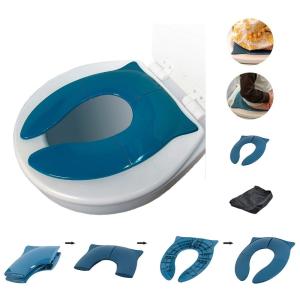 imageTHREE LITTLE TOTS  Modern and Safe Portable Potty Seat Dark Teal Folding Travel Potty Training Seat for Girls and Boys Fits Round and Oval Toilets On The go or at Home Includes Travel BagBlue