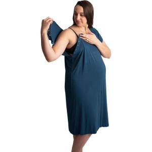 imageThree Little Tots Mommy Labor and Delivery Gown  Stretchy Soft Maternity and Nursing NightgownNavy