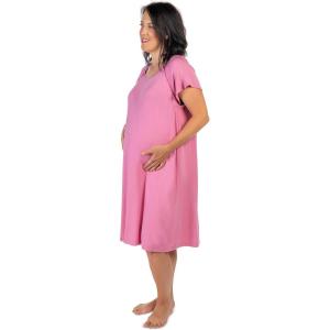 imageThree Little Tots Mommy Labor and Delivery Gown  Stretchy Soft Maternity and Nursing NightgownRose