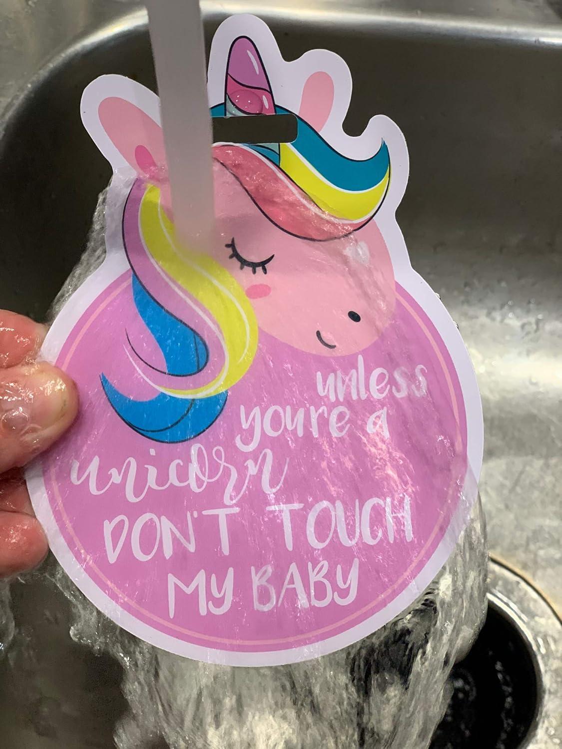 imageTHREE LITTLE TOTS  Animal Theme No Touching Baby Car Seat Sign or Stroller Tag  CPSIA Safety Tested LionUnicorn