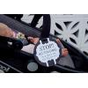 imageTHREE LITTLE TOTS  Black and White Stop No Touching Baby Car Seat Sign or Stroller Tag  CPSIA Safety Tested
